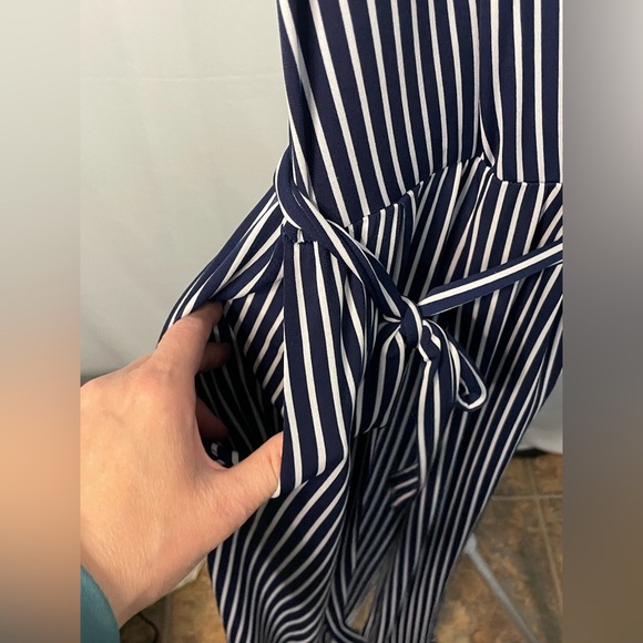 Monteau Navy Blue and white Striped Jumpsuit size M - Picture 4 of 11
